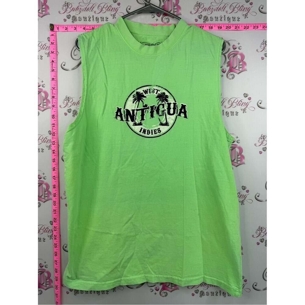 U.s vintage tank top neon green tropical Antigua Graphic Tank in Bright Lime
